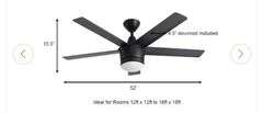 Home Decorators Collection Merwry 52 in. Integrated LED Indoor Matte Black Ceiling Fan with Light Kit and Remote Control