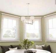 Hampton Bay Oron 4-Light Brushed Nickel Reversible Chandelier with White Glass Shades