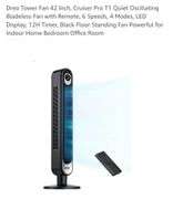 Dreo Tower Fan 42 Inch, Cruiser Pro T1 Quiet Oscillating Bladeless Fan with Remote, 6 Speeds, 4 Modes, LED Display, 12H Timer,