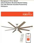 Kensgrove II 72 in. Smart Indoor/Outdoor Brushed Nickel Ceiling Fan with Remote Included Powered by Hubspace