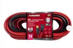 Husky 50 ft. 14/3 Medium Duty Indoor/Outdoor Extension Cord, Red/Black