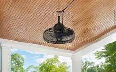 Hampton Bay Conyer 20 in. Indoor/Wet Outdoor 3-Speed Anywhere Fan Matte Black, Hanging Hook