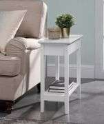 White 1-Drawer Narrow End Table with Storage, Nightstand Flip Top Narrow Side Tables for Small Spaces, Slim End Table