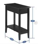 White 1-Drawer Narrow End Table with Storage, Nightstand Flip Top Narrow Side Tables for Small Spaces, Slim End Table