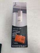 Hampton Bay Hensley 1-Light Satin Nickel Mini Pendant with Metal Cylinder Shade