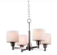 Hampton Bay Oron 4-Light Brushed Nickel Reversible Chandelier with White Glass Shades