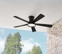 Hampton Bay Hawkspur 52 in. Indoor/Outdoor Matte Black Low Profile Ceiling Fan with Adjustable White LED with Remote Included