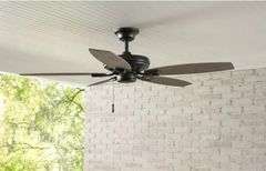 North Pond 52 in. Indoor/Outdoor Matte Black Ceiling Fan with Downrod and Reversible Motor; Light Kit Adaptable