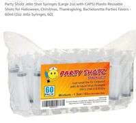 Party Shotz Jello Shot Syringes (Large 2oz with CAPS) Plastic Reusable Shots 60ct