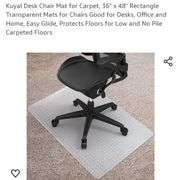 Kuyal Desk Chair Mat for Carpet, 36'' x 48'' Rectangle Transparent Mats for Chairs Good for Desks, Office