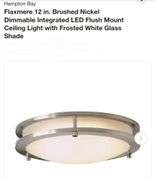 Flaxmere 12 in. Brushed Nickel Dimmable Integrated LED Flush Mount Ceiling Light with Frosted White Glass Shade