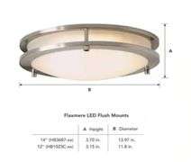 Flaxmere 12 in. Brushed Nickel Dimmable Integrated LED Flush Mount Ceiling Light with Frosted White Glass Shade