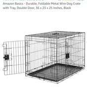 Amazon Basics - Durable, Foldable Metal Wire Dog Crate with Tray, Double Door, 36 x 23 x 25 Inches, Black
