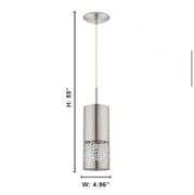 Hampton Bay Hensley 1-Light Satin Nickel Mini Pendant with Metal Cylinder Shade