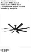 Home Decorators Collection Kensgrove II 72 in. Smart Indoor/Outdoor Matte Black Ceiling Fan with Remote Included Powered by Hubspace