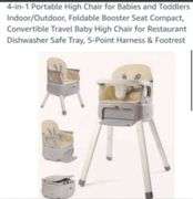 4-in-1 Portable High Chair for Babies and Toddlers Indoor/Outdoor, Foldable Booster Seat Compact