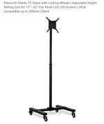 Mount-It! Mobile TV Stand with Locking Wheels | Adjustable Height Rolling Cart for 13" - 42" Flat Panel LCD LED Screens | VESA Compatible up to 200mm | Black