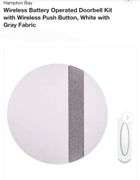 Hampton Bay Wireless Battery Operated Doorbell Kit with Wireless Push Button, White with Gray Fabric
