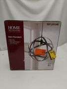 Home Decorators Collection Orbit 1-Light Black Mini Pendant with Black Metal Strap Design and Bulb Included