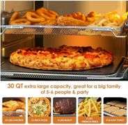 Nuwave Bravo XL Air Fryer Toaster Smart Oven, 12-in-1 Countertop Grill/Griddle Combo, 30-Qt XL Capacity, 50F-500F adjustable in precise 5F increments, Integrated Smart Thermometer, Linear T Technology