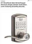 Kwikset 917 SmartCode Satin Nickel Keypad Electronic Single-Cylinder Tustin Door Lever Featuring SmartKey Security