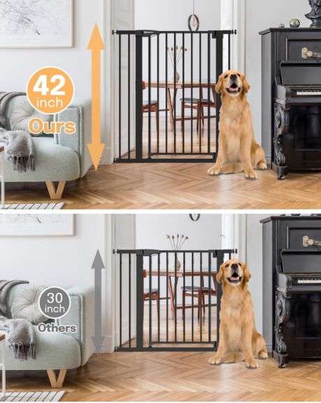 42" Extra Tall Baby Gate for Stairs Doorways, Fits Openings of 29.5" to 40.5" Wide