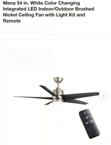 Mena 54 in. White Color Changing Integrated LED Indoor/Outdoor Brushed Nickel Ceiling Fan with Light Kit and Remote