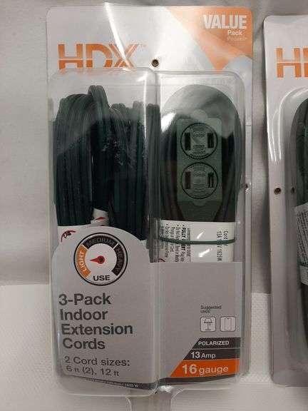 2 HDX 3 Pack Indoor Extension Cords (2 6ft, 1 12ft) 16 Gauge