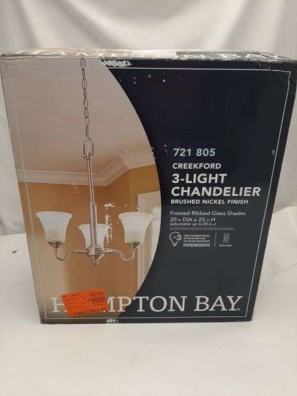 Hampton Bay Creekford 3-Light Chandelier Brushed Nikel Finish