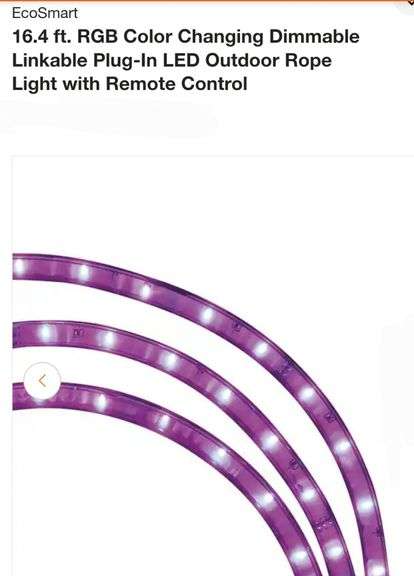 EcoSmart
16.4 ft. RGB Color Changing Dimmable Linkable Plug-In LED Outdoor Rope Light with Remote Control