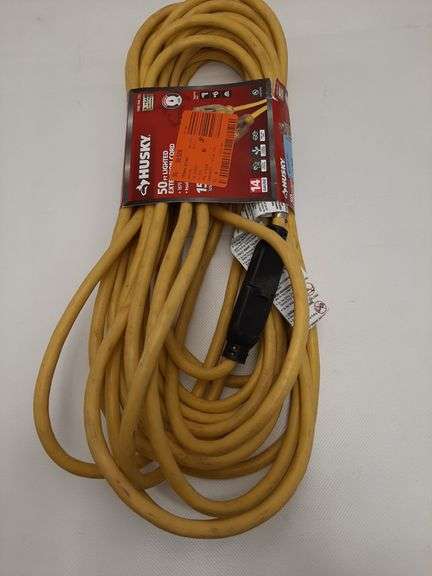 Husky 50 ft. 14/3 Medium Duty Indoor/Outdoor Extension Cord with Lighted End, Yellow