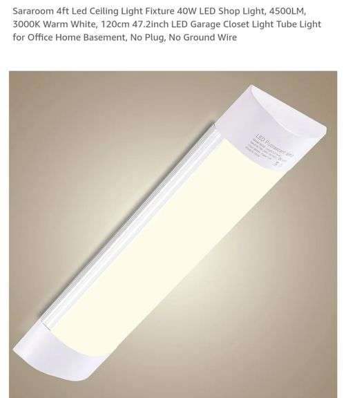 Sararoom 4ft Led Ceiling Light Fixture 40W LED Shop Light