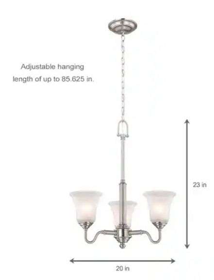 Hampton Bay Creekford 3-Light Chandelier Brushed Nikel Finish