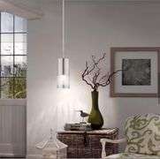 Hampton Bay Hensley 1-Light Satin Nickel Mini Pendant with Metal Cylinder Shade
