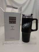30oz tumbler with handle, football insulated coffee mug with lid and straw stainless steel travel mug for philadelphia