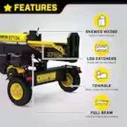 37 Ton 338cc Gas Powered Log Splitter with Vertical/Horizontal Operation and Auto Return