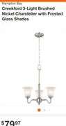 Hampton Bay Creekford 3-Light Chandelier Brushed Nikel Finish