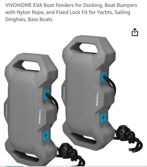 EVA Boat Fender 1 Pack For Docking, Boat Bumpers With Nylon Rope, And Fixed Lock Fit For Yachts, Sailing Dinghies, Bass Boats, Gray