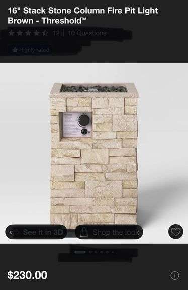 16" Stack Stone Column Fire Pit Light
Brown - Threshold™