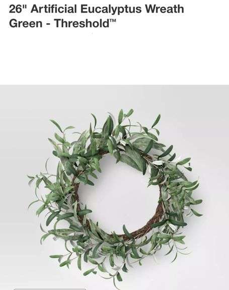 26" Artificial Eucalyptus Wreath Green - Threshold