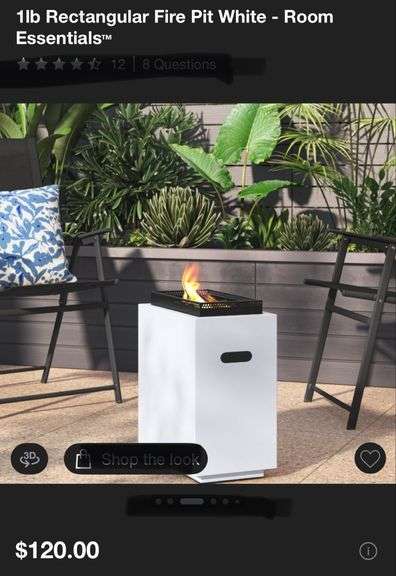 1lb Rectangular Fire Pit White - Room
Essentials™