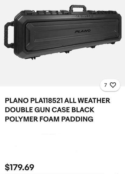 PLANO PLA118521 ALL WEATHER DOUBLE GUN CASE BLACK POLYMER FOAM PADDING