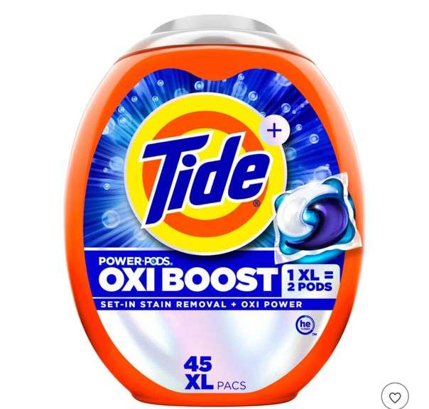 Tide Oxi Boost Laundry Detergent Power Pods with Stain Remover-45 XL PACS