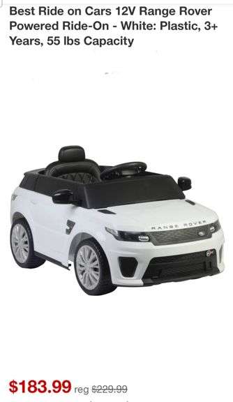 Best Ride on Cars 12V Range Rover Powered Ride-On - White: Plastic, 3+ Years, 55 lbs Capacity