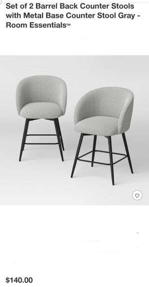 Set of 2 Barrel Back Counter Stools with Metal Base Counter Stool Gray - Room Essentials