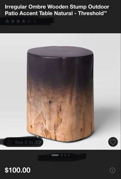 Irregular Ombre Wooden Stump Outdoor Patio Accent Table Natural - Threshold™