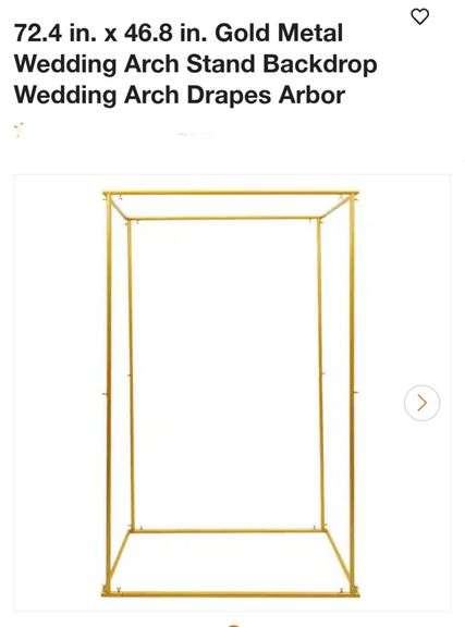 72.4 in. x 46.8 in. Gold Metal Wedding Arch Stand Backdrop Wedding Arch Drapes Arbor