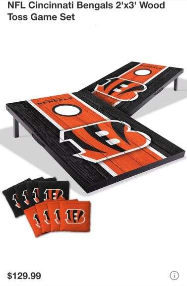 NFL Cincinnati Bengals 2'x3' Wood Cornhole Game Set