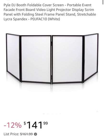 Pyle DJ Booth Foldable Cover Screen - Portable Event Facade Front Board Video Light Projector Display Scrim Panel with Folding Steel Frame Panel Stand, Stretchable Lycra Spandex - PDJFAC10 (White)