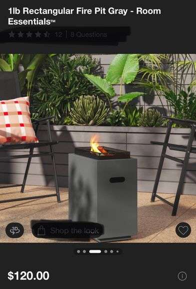 1lb Rectangular Fire Pit Gray - Room
Essentials™